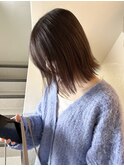 レイヤーカット/顔まわり/前髪/ミディアム/透明感ベージュ/20代