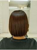 ベージュカラー縮毛矯正ボブ