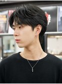 メンズシースルーセンターパートフェザーパーマ髪質改善縮毛矯正