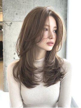 エレノア トーキョー 恵比寿(ELEANOAH TOKYO) 前髪長めレイヤーカットデザインカラー、フェイスフレーミング