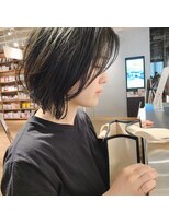 ヘアーエスクールシーユー 枚方T-SITE店(hair S.COEUR×Cu) 暗髪グレージュ×外ハネボブ