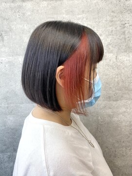 キャラ シャローネ 池袋(Chara Chalone) ナチュラルインナーボブ【池袋/ボブ/インナーカラー/オレンジ】