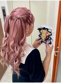 【編み込みカチューシャ&ハーフツイン立体リボン】20代30代40代