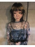 デザインカラーシャギーウルフフェイスレイヤー