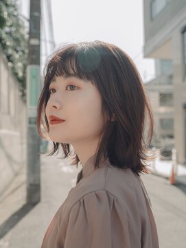 ガーデンヨコハマエスト(GARDEN YOKOHAMA est) ボブ　外ハネボブ　くびれヘア　切りっぱなしボブ　暗めカラー