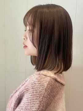 ステアケース 武蔵小杉店(stair:case) グレージュ暗めカラー大人かわいいサイドバング20代30代40代