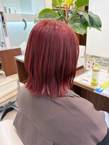 ヘアーアンドエステ ハラダ 滝ノ水店(Hair&Esthe Harada) ブリーチカラー/ピンクレッド/ミディアムボブ