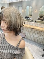 ロンドシェリ 仙台(Lond Cheri)&nbsp;デザインカラールーツカラーケアブリーチレイヤーボブ仙台前髪