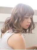 【SUN】フリンジバング◎ミルクティーカラーセミウエットミディ