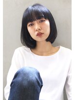 ラエティス(Laetus)&nbsp;髪質改善縮毛矯正/ネイビーブラックカラー/ボブ/暗髪/黒髪