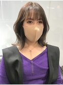 韓国くびれヘアメルティカラーアッシュベージュ前髪カット