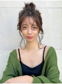 こってりラテグレージュ×ざっくりおだんごヘア