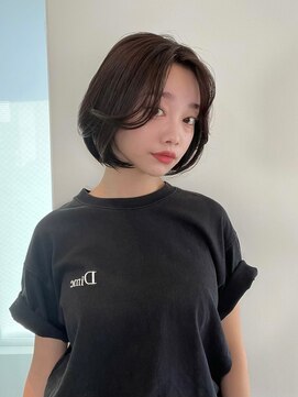 ラル 立川(lar) 韓国ボブ_前髪マチルダボブピンクベージュ