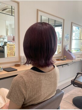 バサ 鷺ノ宮店(BASSA) 【スタイル】ワインレッド×切りっぱなしボブ