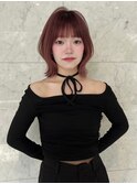 ピンクアッシュ/韓国風レイヤーウルフ/小顔カット