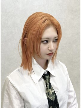ロンド レア 天神大名店(Lond Le’a) 髪質改善イメチェン美髪ハイトーンオレンジベージュ外ハネボブ