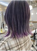 エンドカラー◎くびれボブ◎パープル◎３Ｄカラー細めハイライト