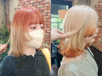 アンリ(Henri)の写真/ケアブリーチでダメージレスな暖色カラーに。派手すぎないのにお洒落な質感で、スタイルにアクセントを―