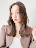 大人ガーリー/ダークアッシュ/ミディアムレイヤー似合わせカット