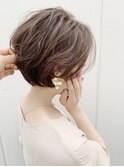 ミルクティーベージュ丸みショートボブ【Ruufus恵比寿渋谷】3156