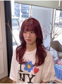 ワインレッド韓国ヘア