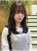 韓国ヘア/ミディアムレイヤーカット/ヘーゼルベージュ　吉祥寺桜
