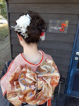 ナンバーエイト(number eight) 卒業式・成人式・編み込みヘアセット×波ウェーブ×うなじ美人