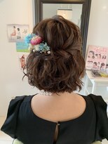 フェリーチェ(Felice)&nbsp;小顔ハーフアップ　結婚式　ナチュラルボブ　ルーズ　無造作