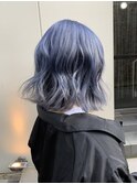 ブルーアッシュの前下がりボブ