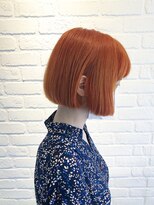 デイジー インデックスヘア 大島店(DAISY index hair)&nbsp;ミニボブ オレンジ オレンジベージュ ブリーチカラー ボブ