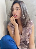大人かわいいフェザーバング_透明感グレージュ