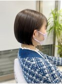 【ワンレングスショート】耳だし耳かけ大人かわいいボブ
