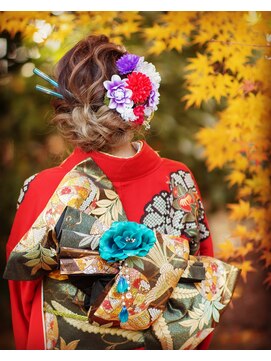 アコット(ACOT) 振袖着付×ヘアセット　創作帯　立て矢結び