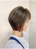 白髪ぼかし×ひし形小顔×30代40代50代×ショートボブ202405