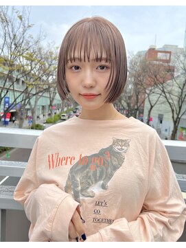 ロンドワン 三宮元町(Lond one) ミニボブ/ブリーチダブルカラーミルクティーベージュ