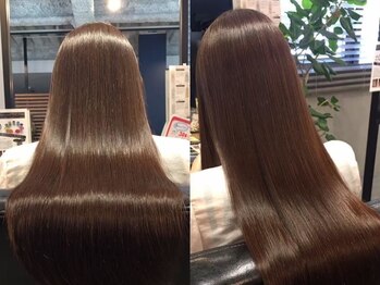 トリート(TREAT)の写真/［髪の毛が生えている場所ごとに薬剤の濃度を細かく塗り分けるこだわり]プロの技術で美しいストレートに