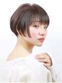 黒髪ミニマムボブ丸みショート