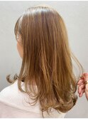 ベージュロング_ローライトスリークボブ厚めバング_ba288642