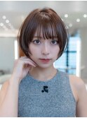 ショートボブハッシュカットレイヤーフルバング小顔似合わせ
