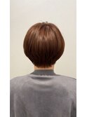 ショートカットブラウン丸みサラツヤ髪ナチュラル大人キレイ