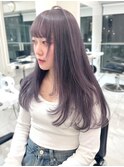ラベンダーアッシュ　透明感　ケアブリーチ　ロング　レイヤー