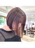 ホワイトグレージュミニウルフデジタルパーマチェリーブラウン