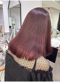 ブリーチなしワンカラーでできるうる艶チェリーレッドが可愛い♪