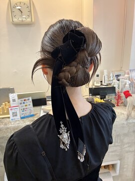 ピエドプールポッシュ(PiED DE POULE POCHE) タイトリボン×ベロアリボン