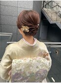 訪問着　ヘアセット　セミロング　和髪　まとめ髪　礼装　大阪　