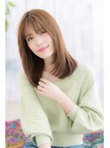ミルクティーピンクシースルーバングエアストレートc1
