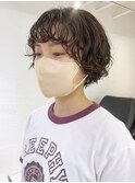 ニュアンスショートパーマ_グレージュカラーボブウルフ_ba418121