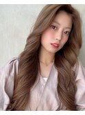 くびれヘア/韓国/透け感/くすみカラー/ロング/ベージュカラー