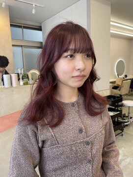 サンド 鹿児島中央(sand) @ayumi_sand ピンクブラウン　顔まわりカット