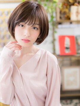 カバーヘア ブリス 上尾西口店(COVER HAIR bliss) 透明感カラー前下がり耳かけ小顔丸みショートc6上尾20代30代40代